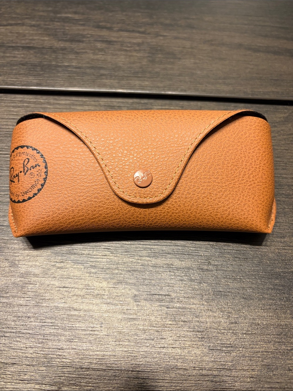 Authentic Ray-Ban Sunglasses Case Brown Tan Leather & Cleaning Cloth